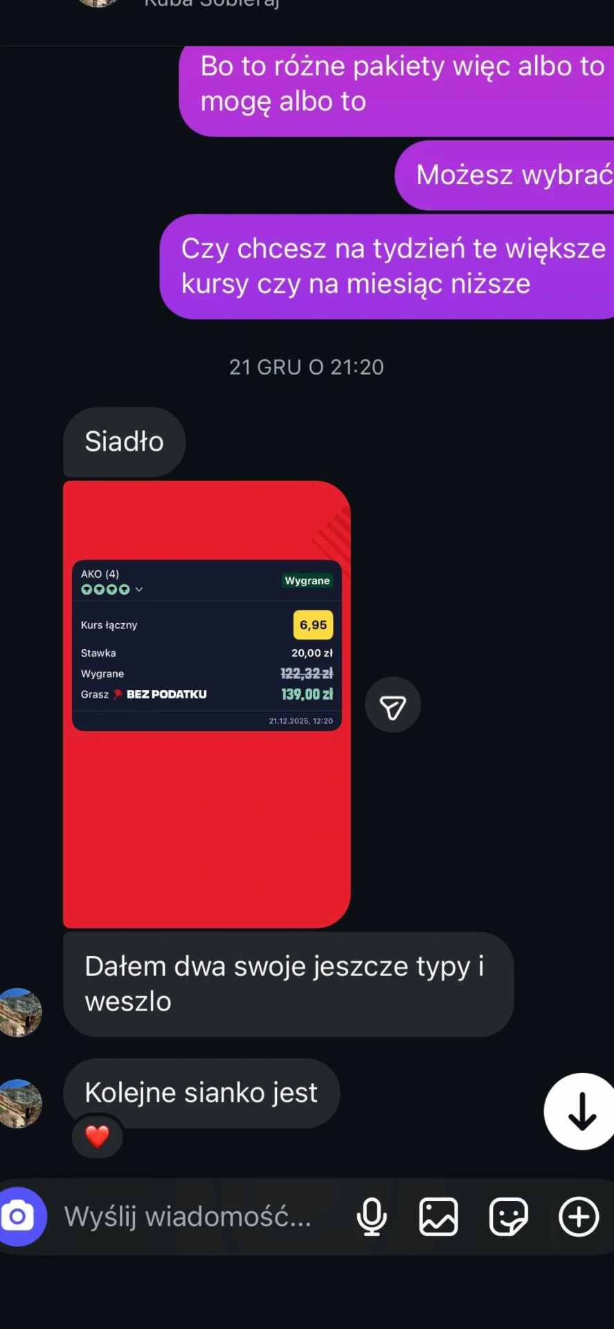 Wiadomość od klienta (Instagram): „Kolejne sianko jest”